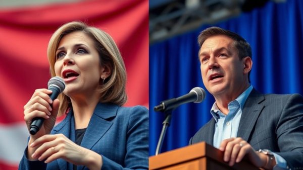 Dynamic portrait of two speakers related to 2020 election lawfare.