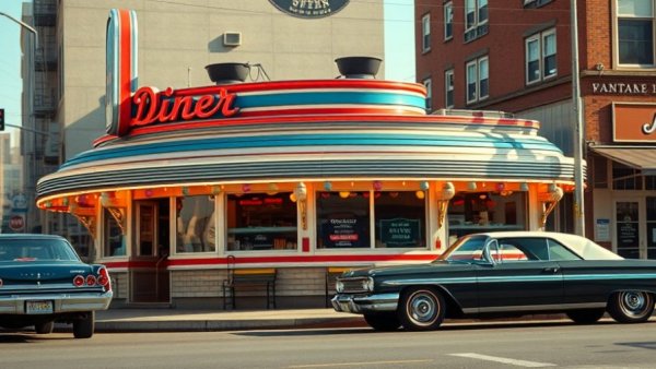 Retro diner in San Antonio with parked cars, captured for business news.