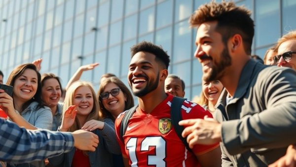 Dak Prescott Makes Wishes Come True, athlete and fans smiling together.