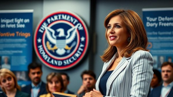 Confident speaker at DHS immigration enforcement strategy event indoors.