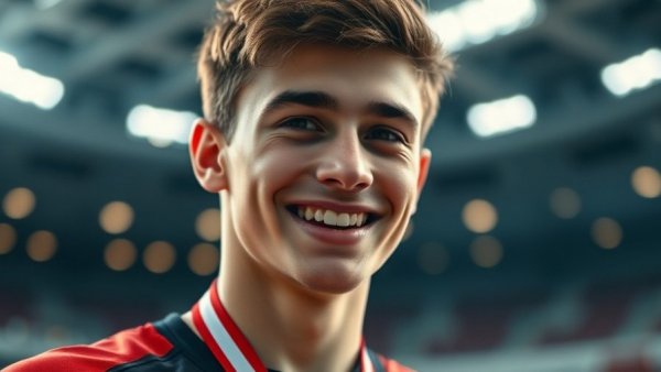 Fernando Mendoza wins awards smiling, ESPN sports backdrop.