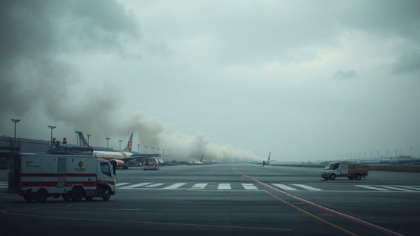 Smoke over airport runway impacting airline industry news.