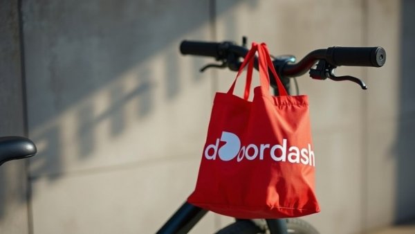 Red DoorDash bag on bike amid food tampering charges concern.