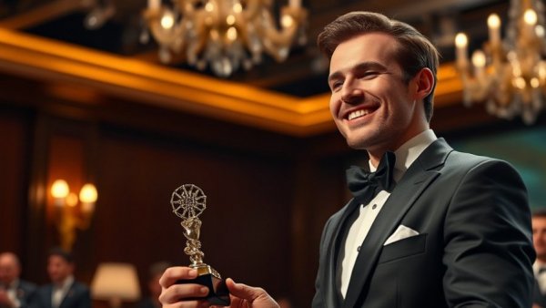 Hoosier Heisman Trophy winner smiling at award ceremony.