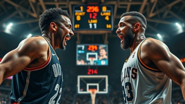 Spurs vs Thunder intense moment with emotional players and close score.