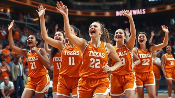 Texas Women's Basketball Victory Over Baylor celebration scene.