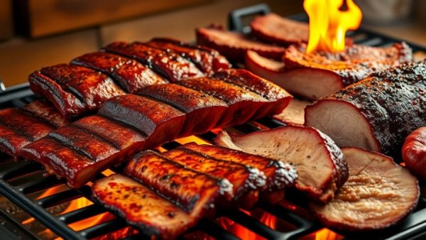 Collage of the best BBQ in The Woodlands with succulent meats.