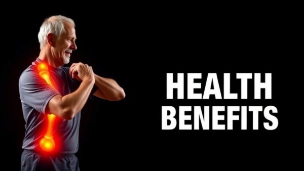 Healthy aging tips exercise illustration with elder man and highlighted joints.