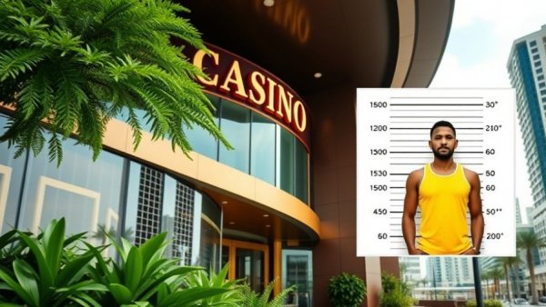 Eagle Pass casino shooting indictment related image featuring the casino entrance and a suspect.