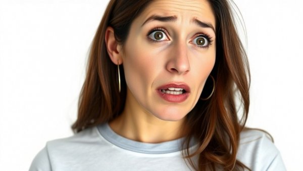 Concerned woman discussing, wearing 'Healing is not linear' t-shirt.