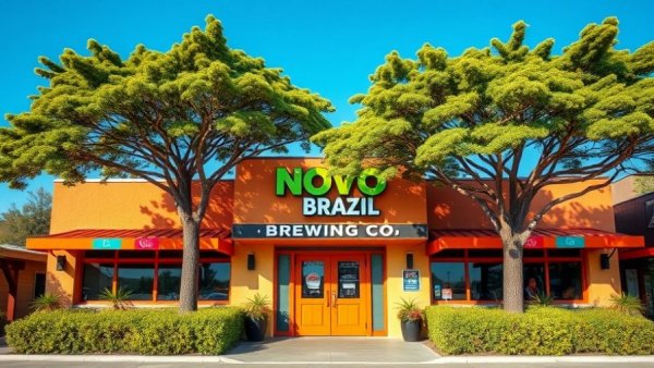 Exterior of San Antonio Brazilian sports bar with Novo Brazil sign