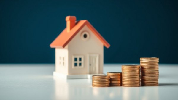 Home model, piggy bank, and coins depicting finance.