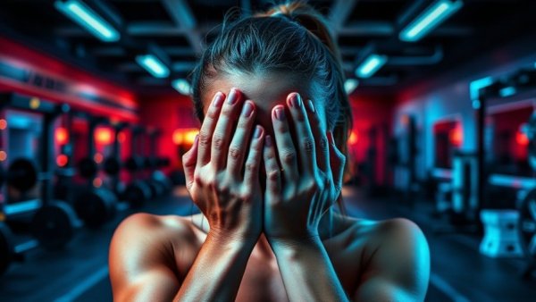 Artistic image of woman in high-intensity studio with glitch effect