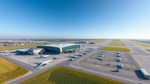 McKinney National Airport expansion showing new terminal and parked airplanes.