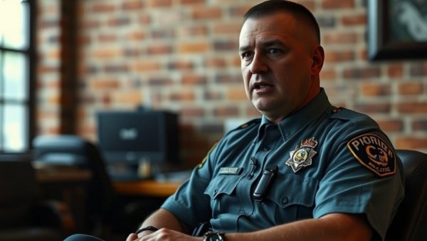 Focused DPS trooper speaking about saving lives on Dallas North Tollway.