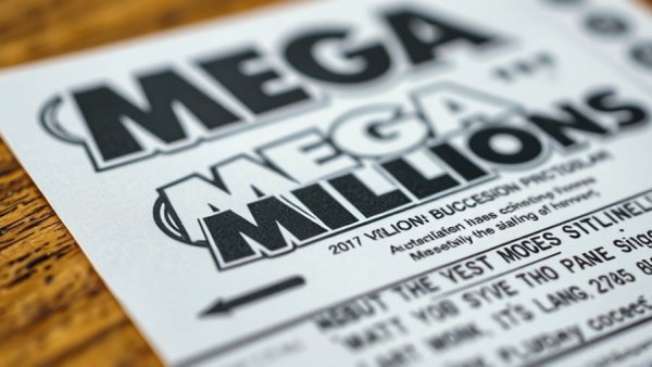 Mega Millions scam warning close-up of lottery ticket.