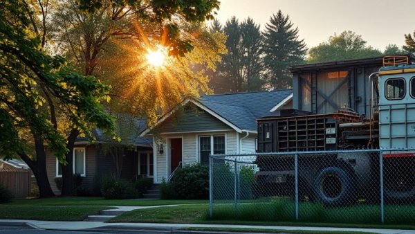 Tomball noise problem: sunlight over suburban house and machinery