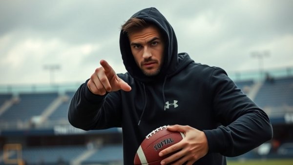 Devin Caherly Steelers Training with athlete pointing in stadium.