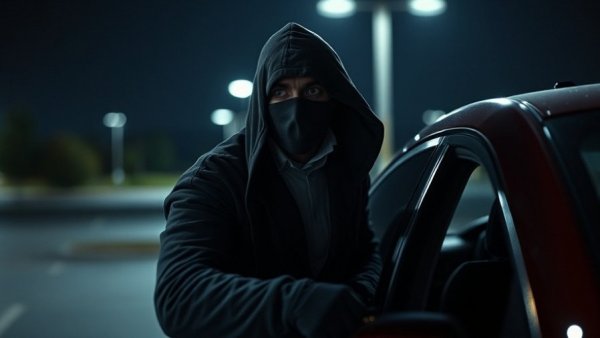 austin crime reports: suspicious hooded individual in a car break-in at night.