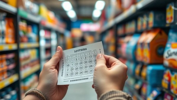Close-up of hands holding a lottery ticket for Powerball jackpot 1.25 billion.