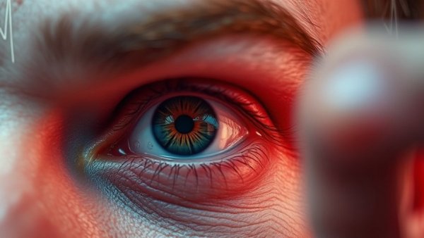 Close-up of eye showing potential visible signs of kidney disease