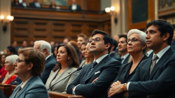 Texas breaking news group observing event in formal setting.