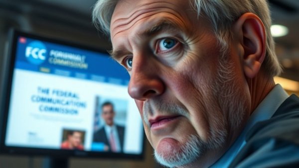 Close-up of man looking at FCC website, highlighting state AI regulations.