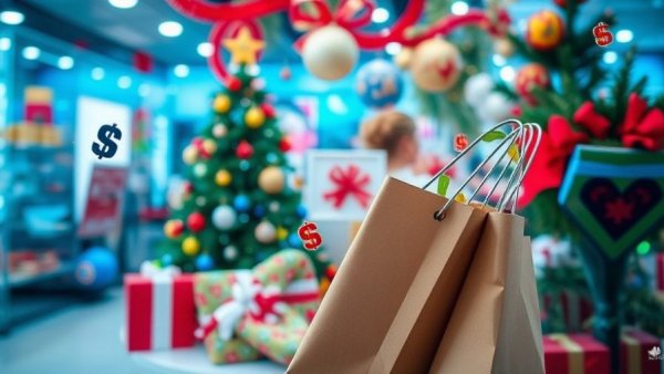 Abstract holiday shopping strain impact, economic concept artwork.