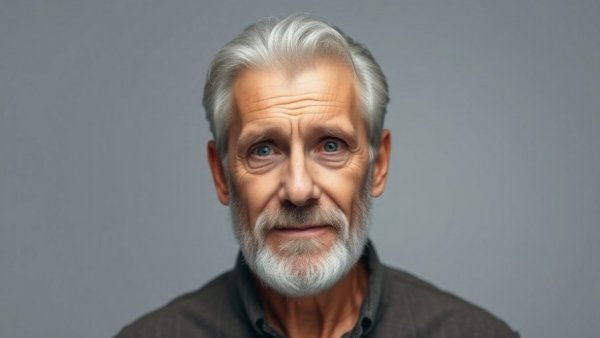Older man with gray hair, neutral expression against plain background.