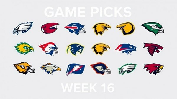 NFL Game Picks Week 16: Team logos and matchups displayed.