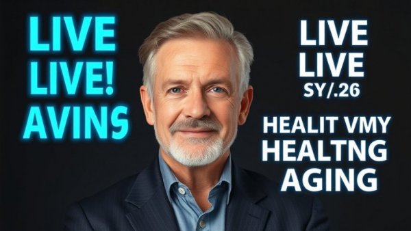 Confident speaker promoting healthy aging and nutrition live event.