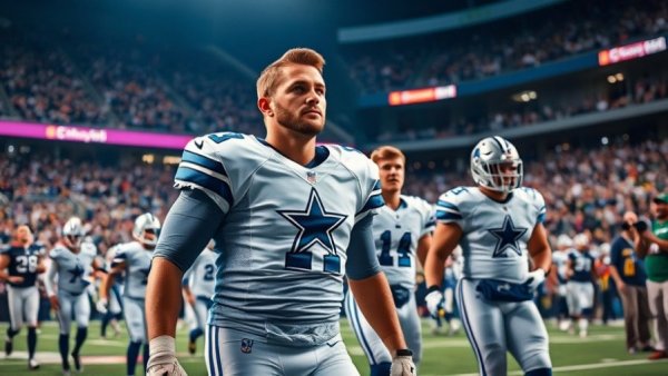 Dallas Cowboys players on the field during a game. Dallas Cowboys news.