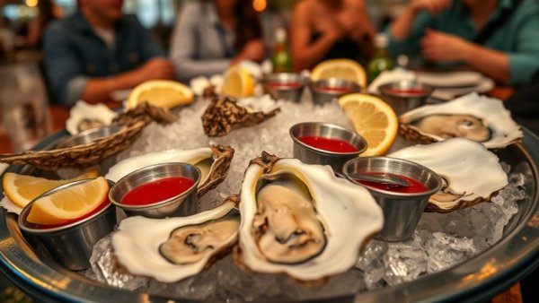 Fresh oysters on ice, perfect for oyster happy hours in Dallas.