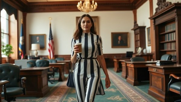 Confident woman walking in government office holding coffee, Texas divorce records unsealed theme.