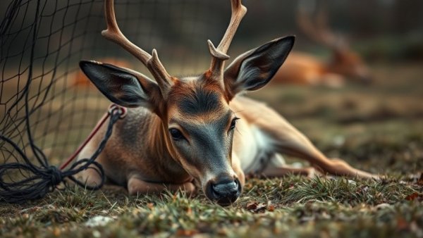 Deer caught in a net illustrating deer trapping controversy in Sun City.