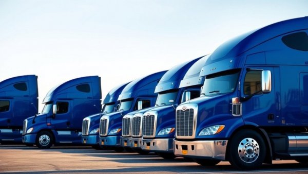 Blue semi-trucks parked, related to Texas CDL audit funding loss.