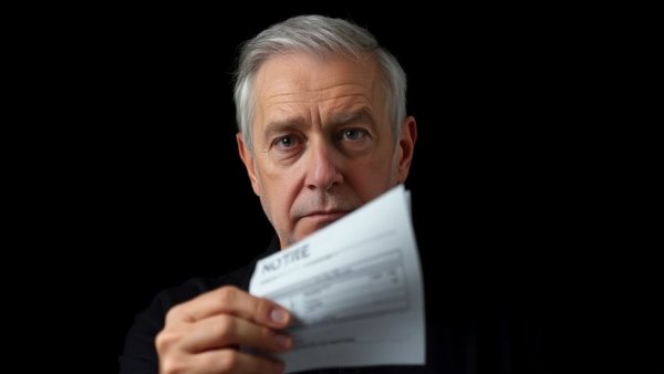 Illustration of poor weight loss advice, serious man with note.