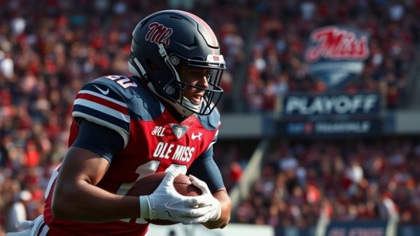 Ole Miss Rebels player in action during CFL Playoff game.