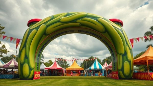 San Antonio cultural events: inflatable pickle arch at outdoor festival.