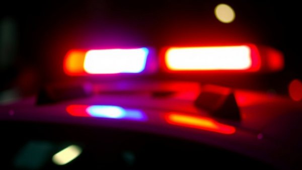 Blurred police lights symbolizing vehicle theft in Rollingwood emergency.