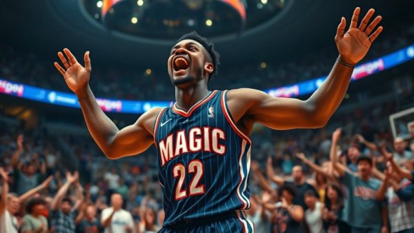 NBA's Top Plays of the Night: Magic player celebrating in action.