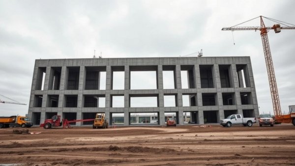 McKinney National Airport expansion construction scene under cloudy skies.