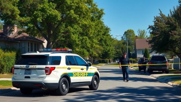 Sheriff SUV at a crime scene in a residential area, related to domestic disturbance San Antonio crime reports.