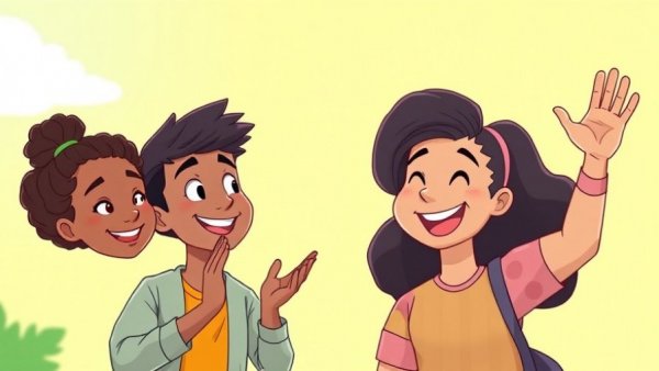 Health and wellness depicted in a joyful cartoon interaction.