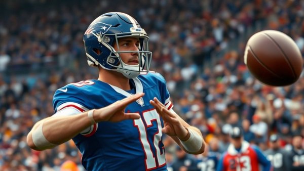 Dallas Cowboys player intensely throwing football in game, dynamic scene.