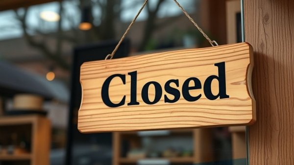 Rustic closed sign on store window, stores open on Christmas Day 2025 context.