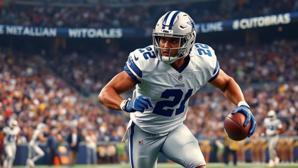 Cowboys vs Chargers gameplay breakdown, player dodging tackle, NFL game action.