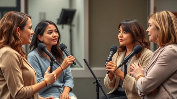 Dallas Cowboys Girls Talk podcast hosts in a studio setting.