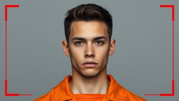 San Antonio police news mugshot of young male in orange jumpsuit.