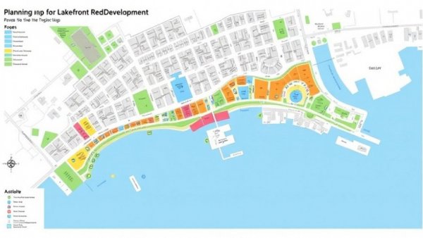 Illustration of Garland lakefront redevelopment plan with detailed zones.